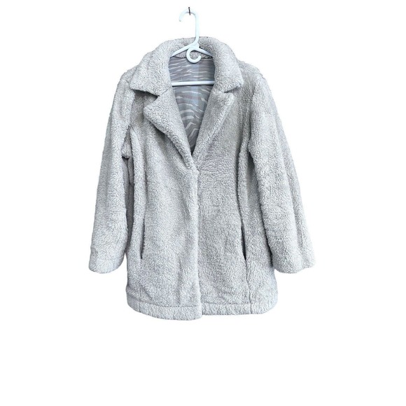 Soft Surroundings Jackets & Blazers - Soft Surroundings Beige Teddy Sherpa Jacket Button Front Collared Preppy Sz L